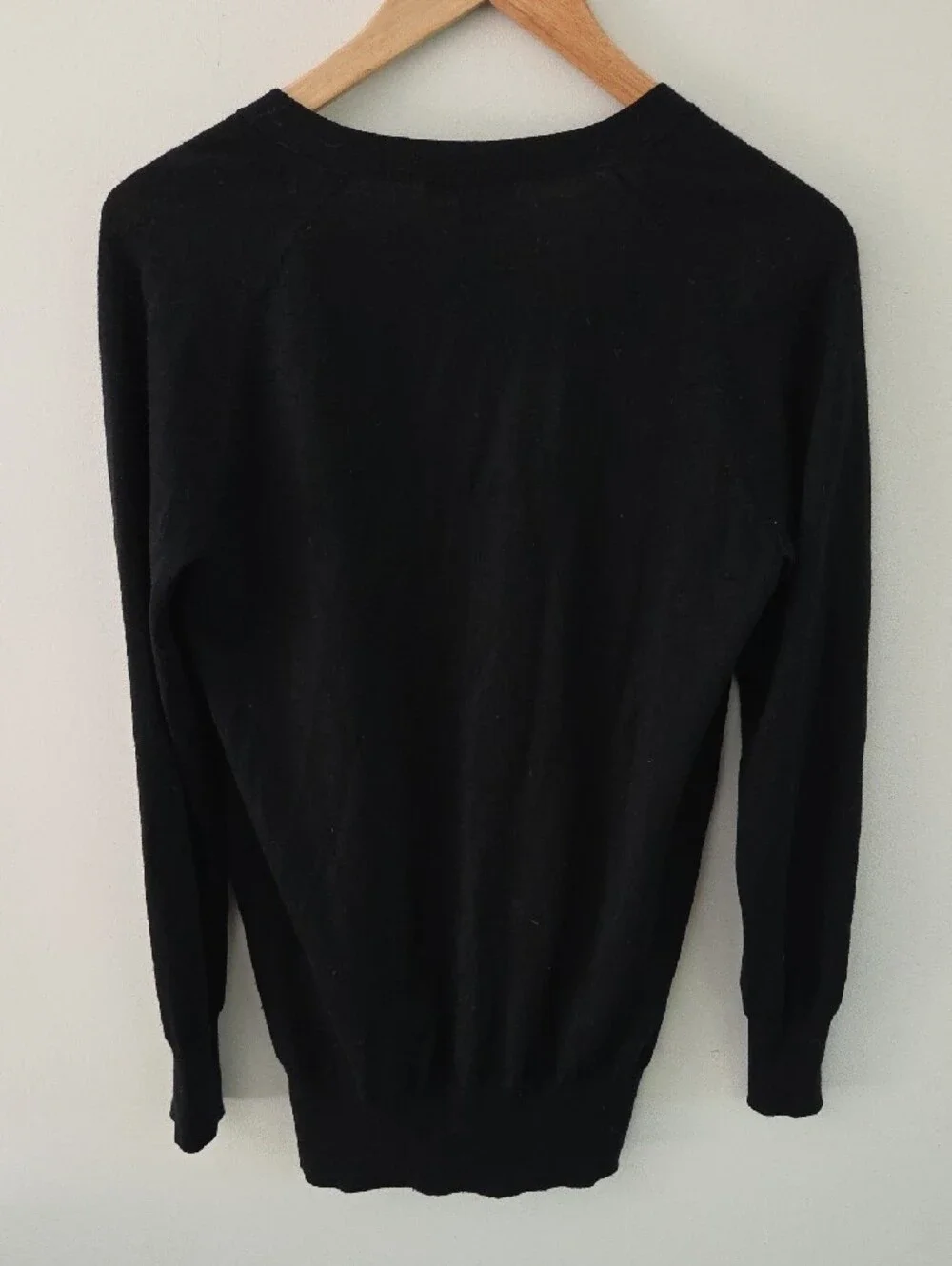J. Crew 100% Merino Wool Black V-Neck Button Front Cardigan with Pockets